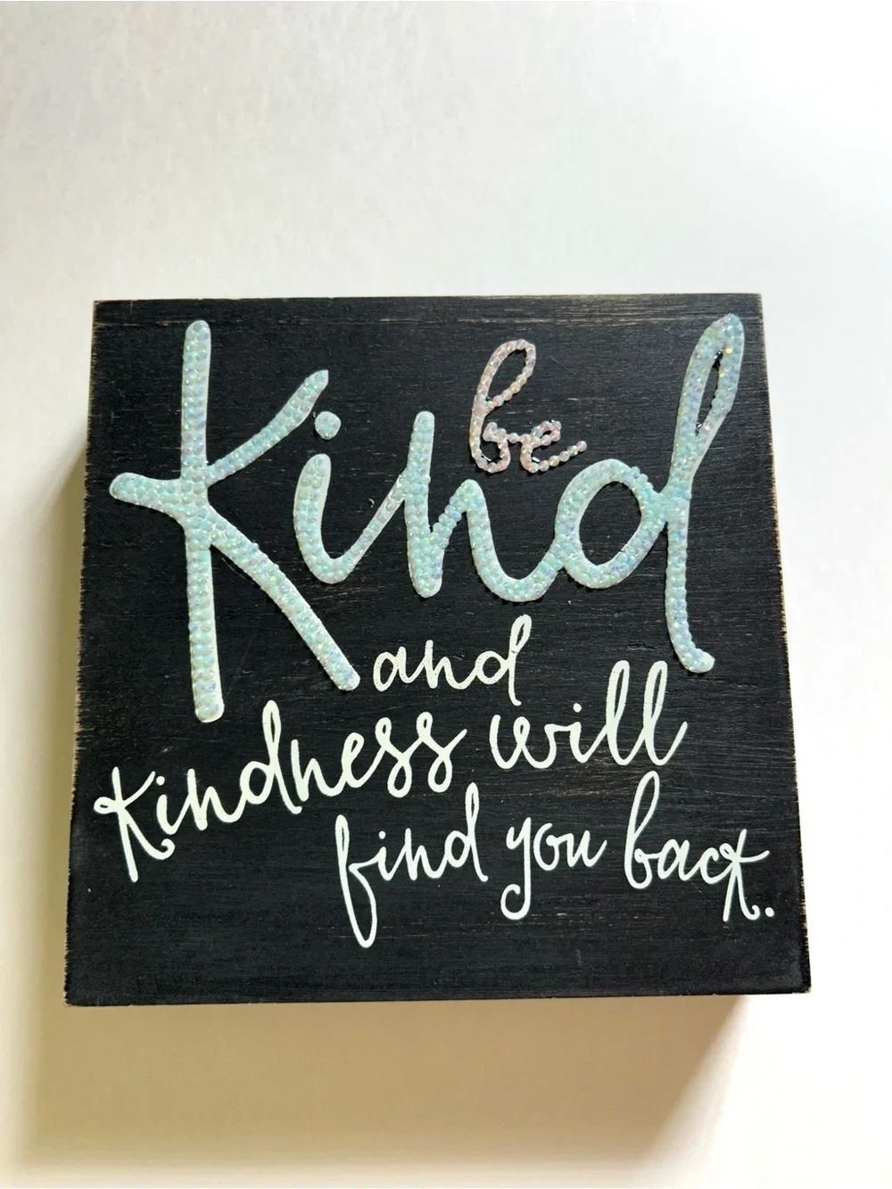 Handmade Rhinestone Be Kind Decorative Wood Wall Sign